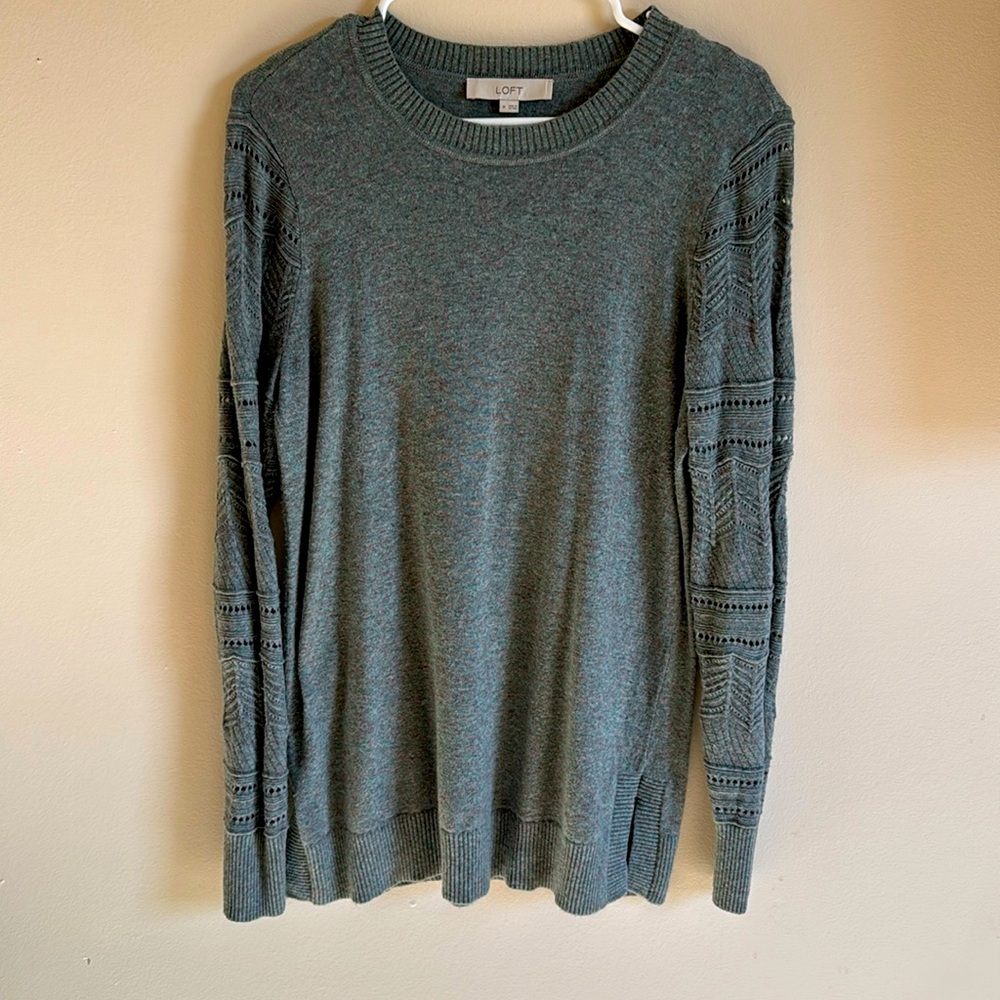 Loft- Tunic sweater- heathered green, size Medium